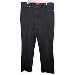 Chaps Denim  Western Pocket Black Jean Pant High Rise Straight Leg Women 16